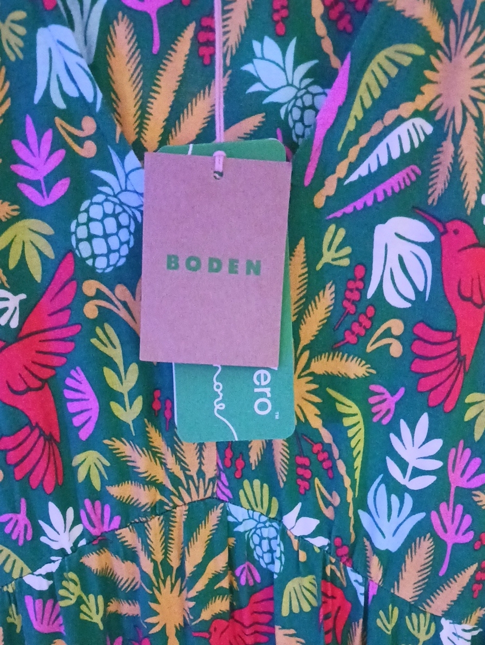 Boden Sylvia Jersey Maxi Tier Dress Green, Tropical Paradise 4R - Picture 4 of 5